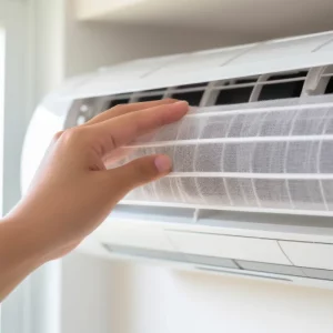 Serwisant przeprowadza konserwację klimatyzacji do domu