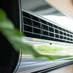 Czarny klimatyzator typu split