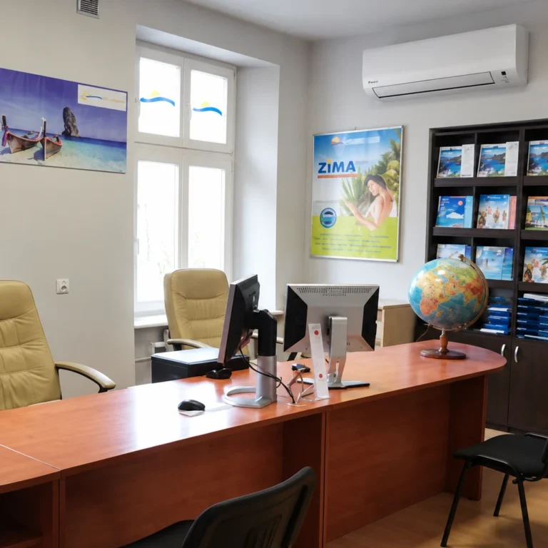 montaż klimatyzacji w biurze podróży, jednostka wewnętrzna